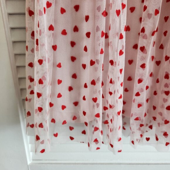 Lace & Beads tulle midi skirt in blush micro heart print - Picture 5 of 13